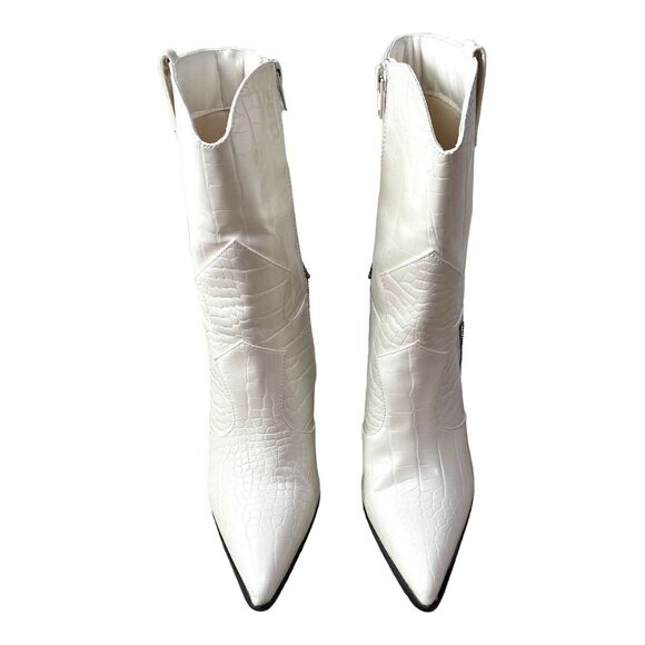 Nasty Gal‎ Faux Croc Fringe Rhinestone White Western Boots Size US Size 6, EU 37 - Picture 7 of 10